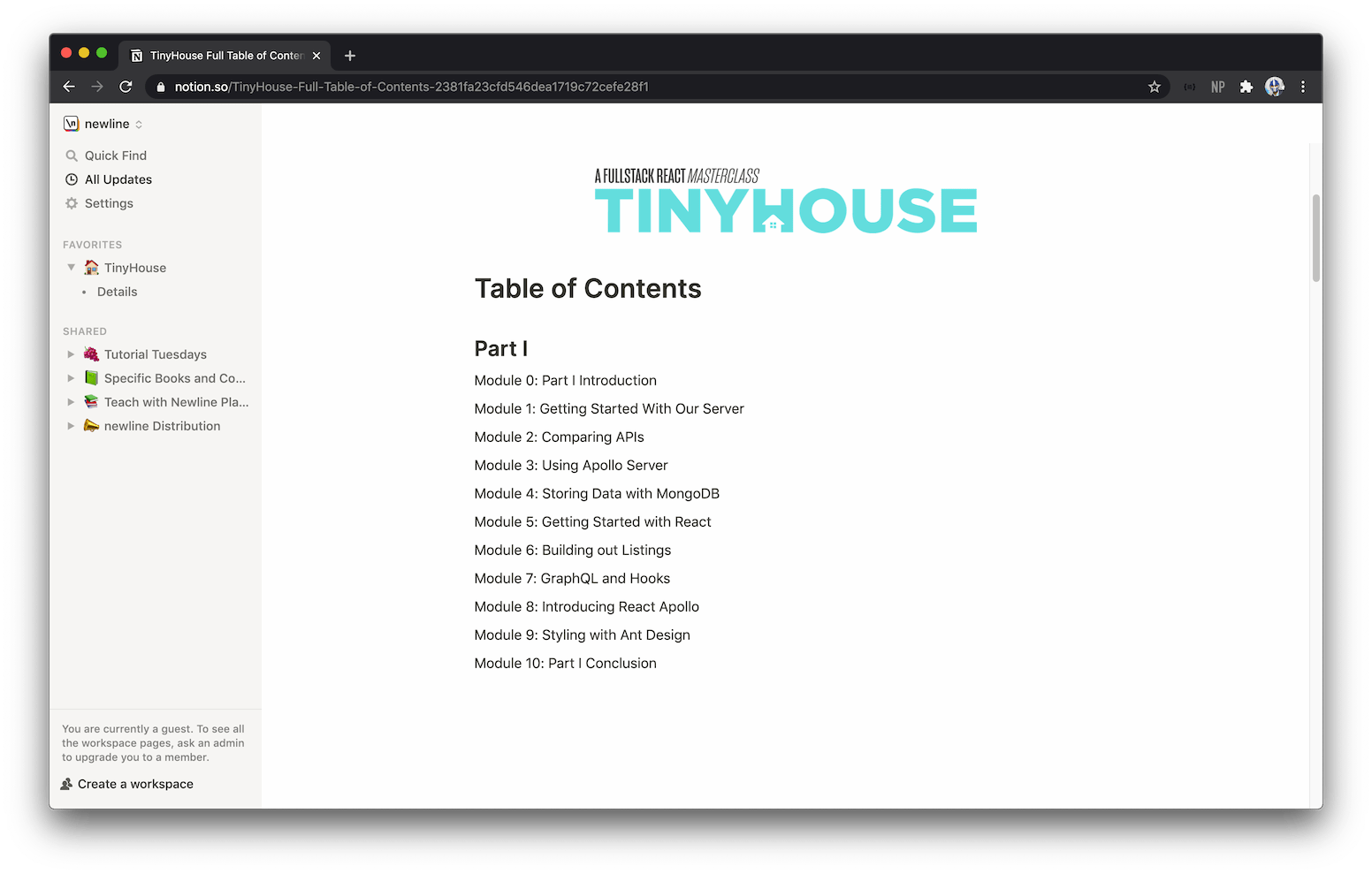 Course outline of Part 1 of the course